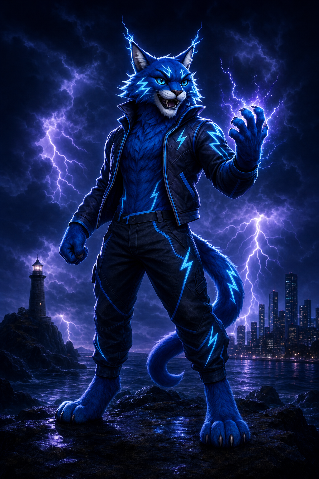 Storm the electric lynx mascot welcoming players